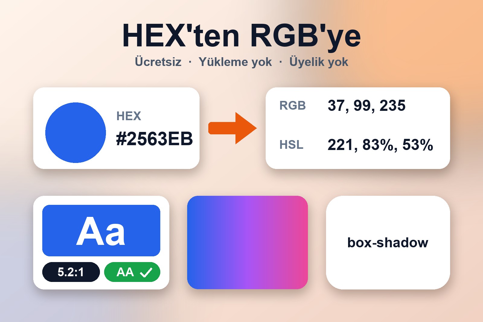 HEX'i RGB'ye çevirme ve metin kontrastını çevrimiçi ücretsiz kontrol etme