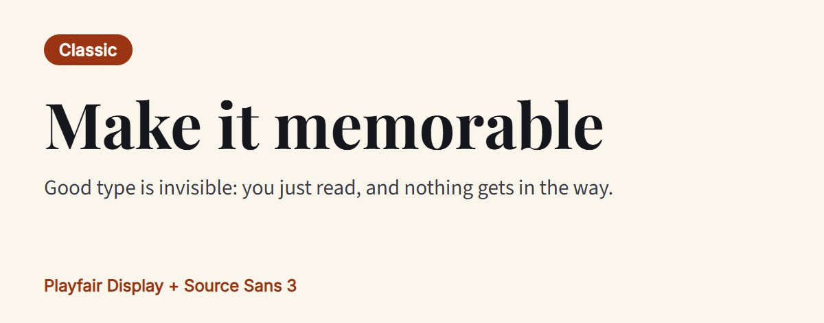 Font pairing preview: Playfair Display for headings with Source Sans 3 for text