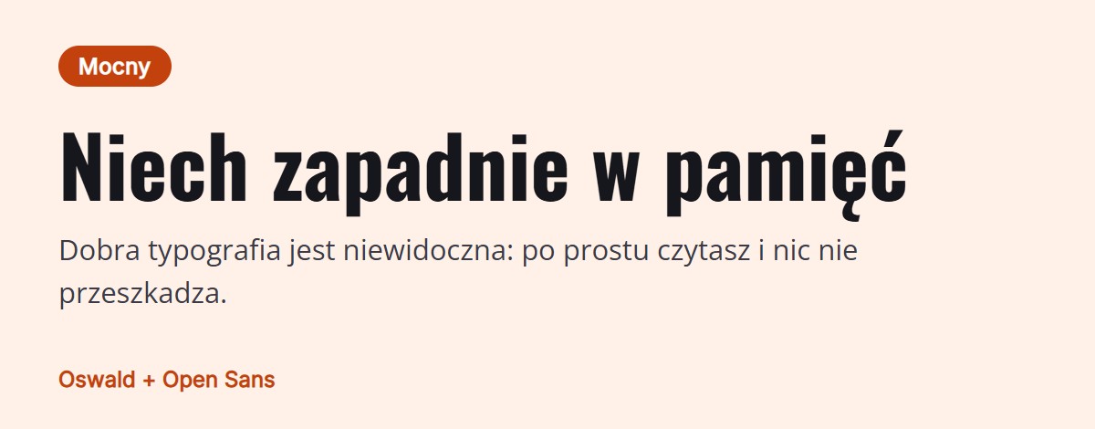 Podgląd pary czcionek: Oswald do nagłówków i Open Sans do tekstu