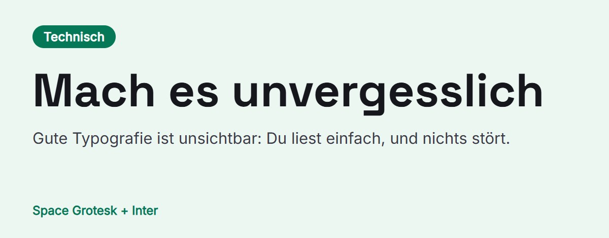 Vorschau der Schriftkombination: Space Grotesk für Überschriften mit Inter für den Text