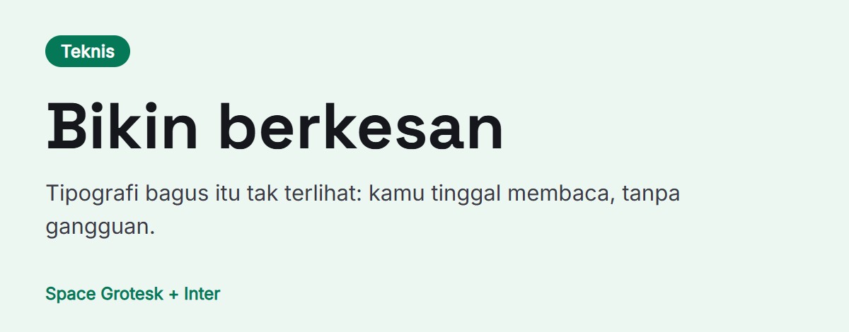 Pratinjau pasangan font: Space Grotesk untuk judul dengan Inter untuk teks
