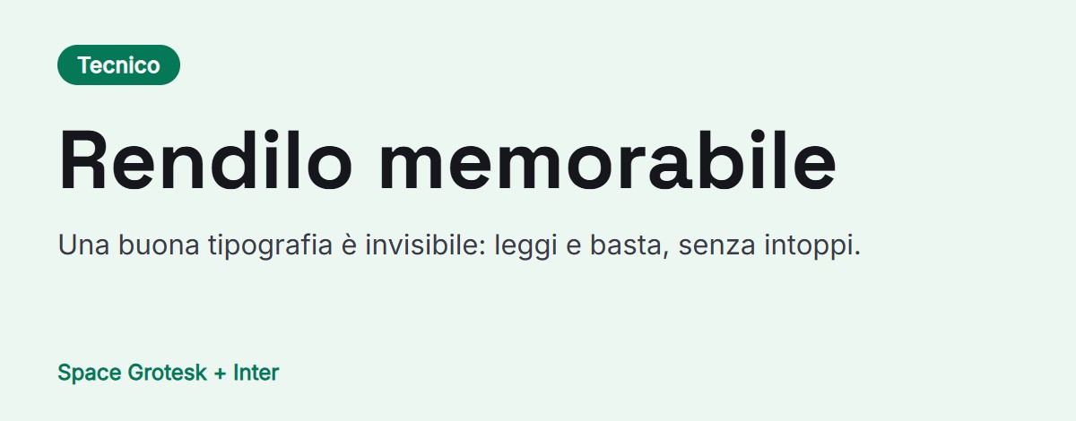 Anteprima dell’abbinamento: Space Grotesk per i titoli con Inter per il testo