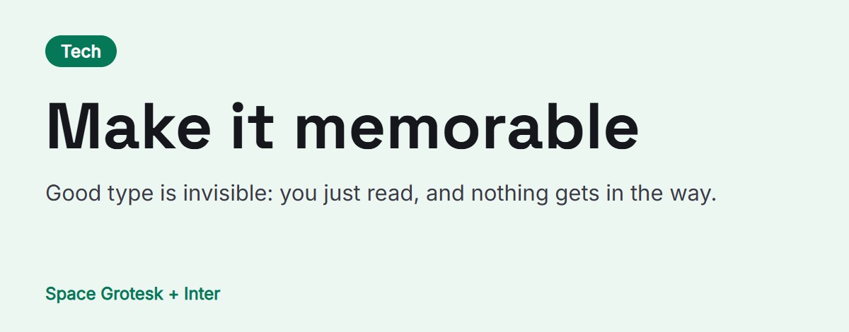 Font pairing preview: Space Grotesk for headings with Inter for text