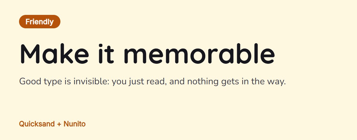 Font pairing preview: Quicksand for headings with Nunito for text