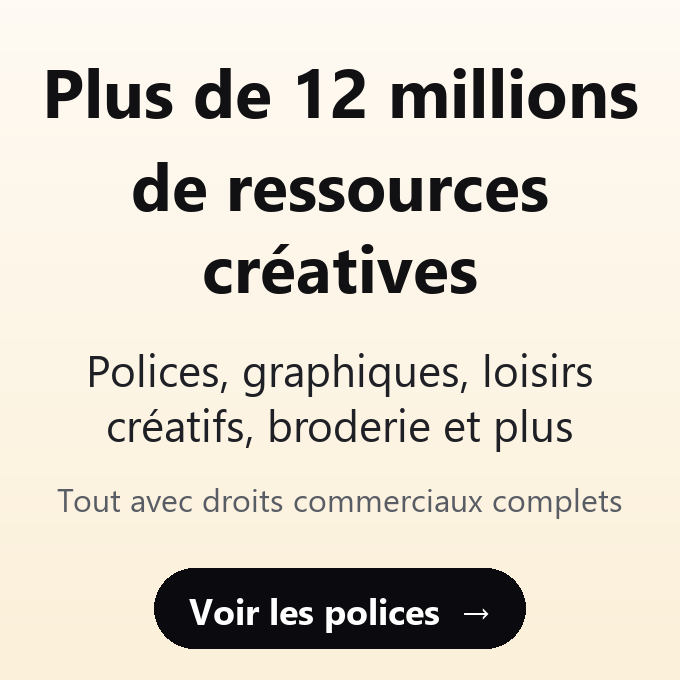 Creative Fabrica : plus de 12 millions de ressources créatives, polices, graphiques, loisirs créatifs et broderie, tout avec droits commerciaux complets