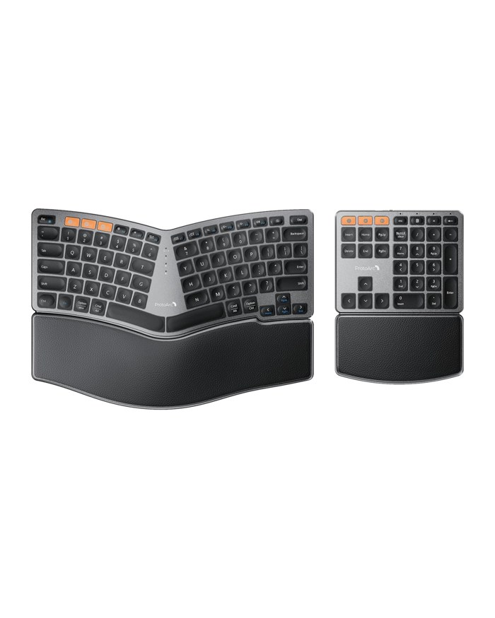 ProtoArc EK04 split ergonomic keyboard with a separate number pad