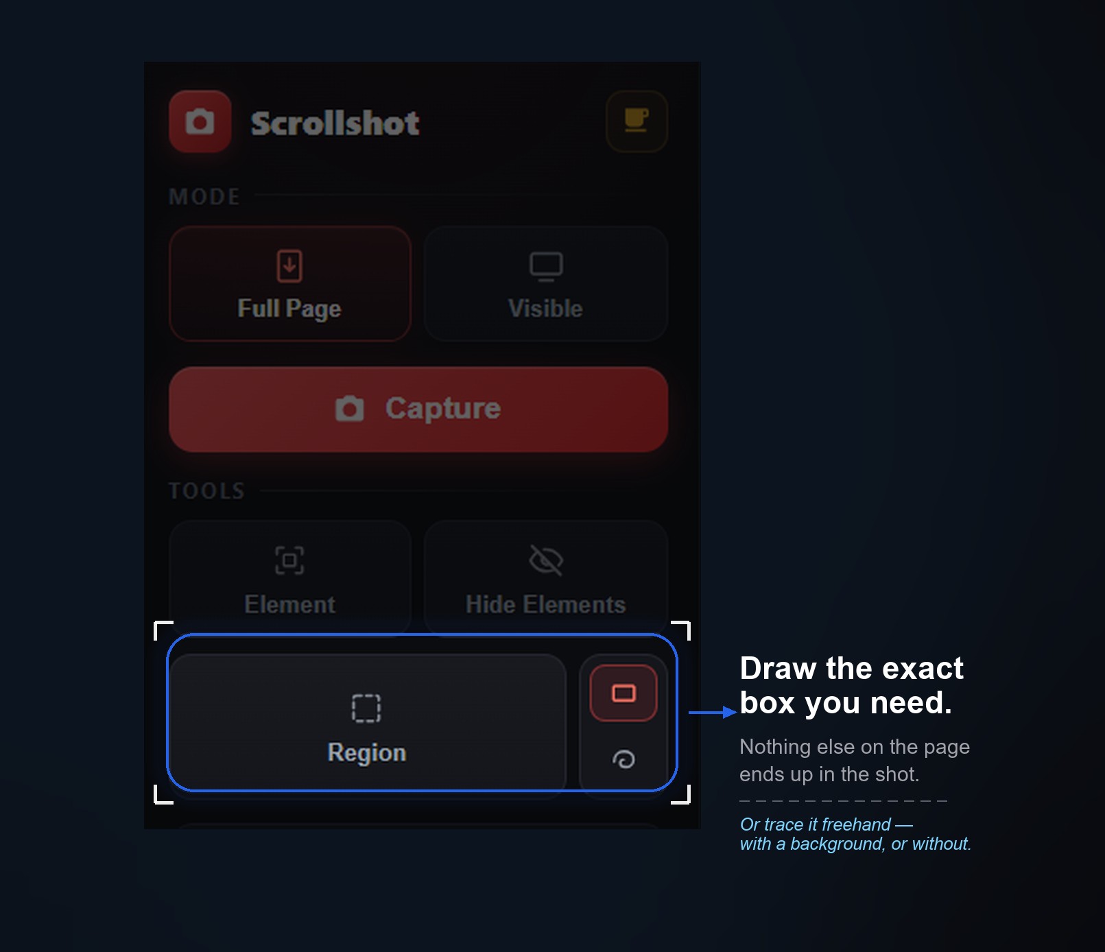 How to screenshot just one part of a webpage