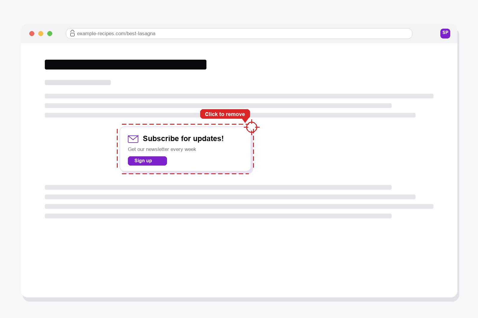 How to remove just one thing from a webpage before you print it